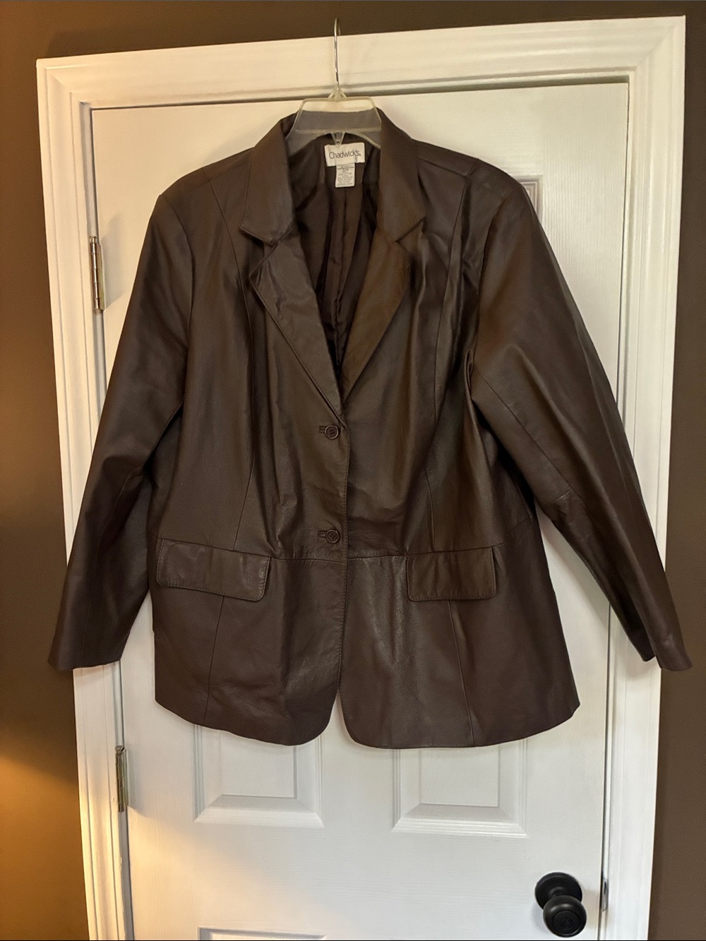 Chadwicks Dark Brown Leather Blazer Jacket - Women's 22W Like New